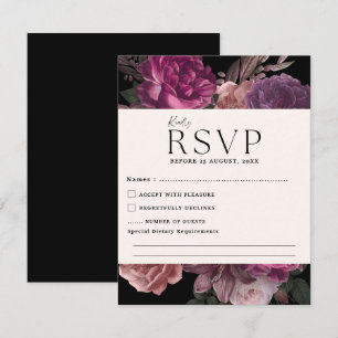 Aquarellfarben dunkle Stimmung romantische Hochzei RSVP Karte
