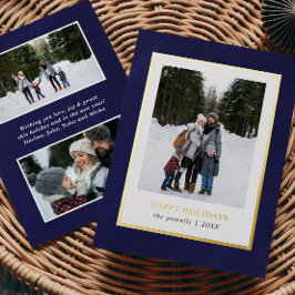 Aquarellfarben Dunkler blauer Rahmen 3 Fotos Weihn Folien Feiertagskarte