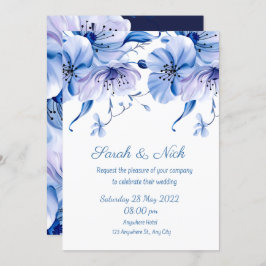 Aquarellfarben Dusty Blue Blues weddingi Einladung