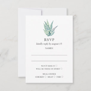 Aquarellfarben. Einfache grüne Kakteen-Hochzeit RSVP Karte