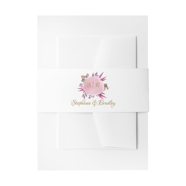 Aquarellfarben Elegant Moderne Monogramm Hochzeit Einladungsbanderole (Vorderseite Beispiel)