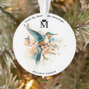 Aquarellfarben Elegantes Hummingbird Monogramm mit Ornament