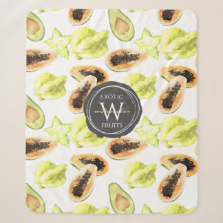 Aquarellfarben Essbare exotische Früchte Monogramm Sherpadecke