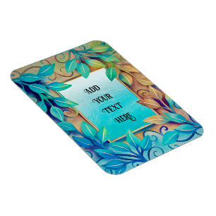 Aquarellfarben Farbige Blätter Golden Border Magnet