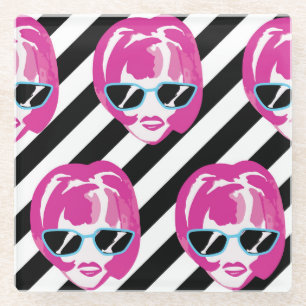 Aquarellfarben Fashion Girls Faces Muster Glasuntersetzer