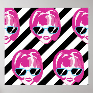 Aquarellfarben Fashion Girls Faces Muster Poster