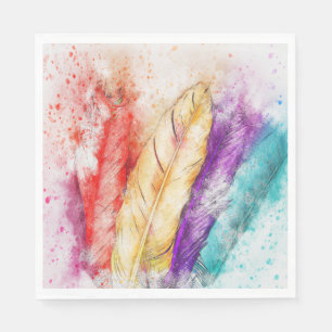 Aquarellfarben Feathers Paper Napkins Serviette