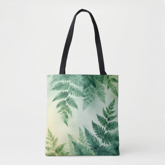 Aquarellfarben Fern Leaf Tote Tasche (Vorderseite)