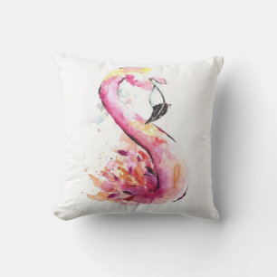 Aquarellfarben Flamingo Funny Flaming Kissen
