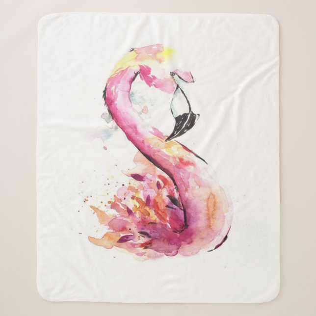 Aquarellfarben Flamingo | Funny Flaming Sherpadecke (Vorderseite)