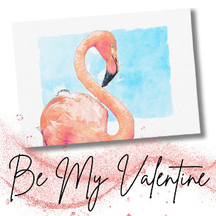 Aquarellfarben Flamingo Schule Valentinstag Mitteilungskarte