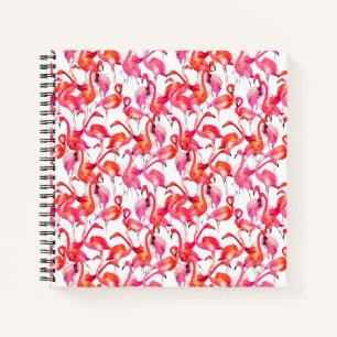 Aquarellfarben Flamingos in Wasserfarben Notizbuch