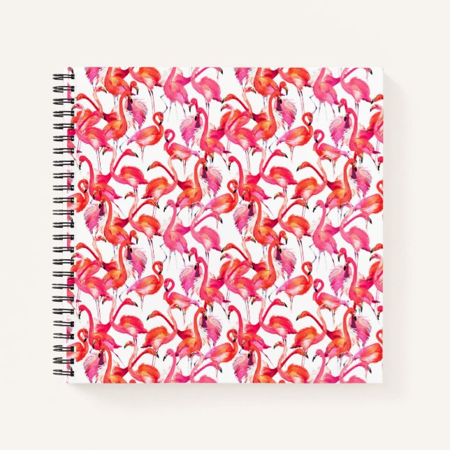 Aquarellfarben Flamingos in Wasserfarben Notizbuch (Vorderseite)