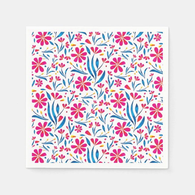 Aquarellfarben Flora-Muster Serviette (Vorderseite)