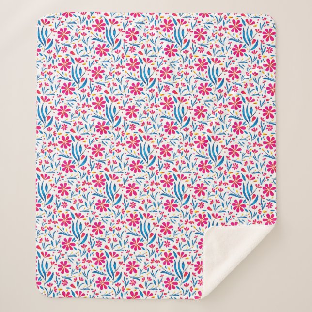 Aquarellfarben Flora-Muster Sherpadecke (Vorderseite)