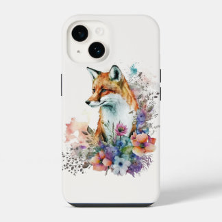 Aquarellfarben Floral Boho Chic ästhetische Fox Ar iPhone 14 Hülle