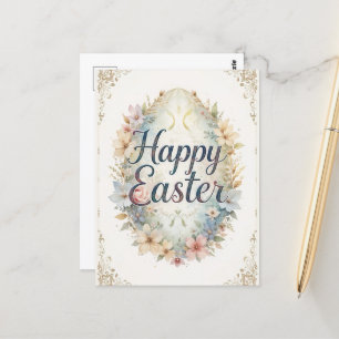 Aquarellfarben Floral Happy Oster Postkarte