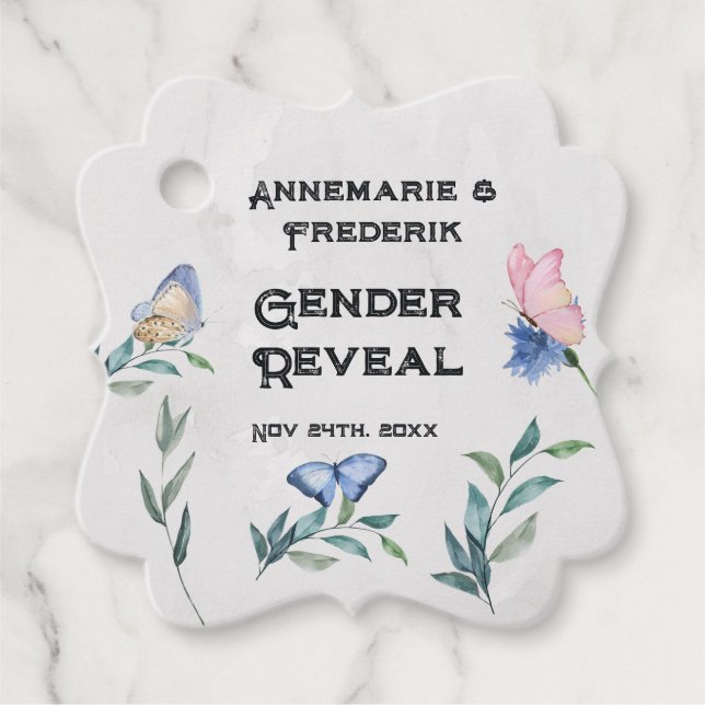 Aquarellfarben, florenrosa oder blau geschenkanhänger (Vorderseite)