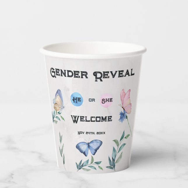 Aquarellfarben, florenrosa oder blau pappbecher (Vorderseite)