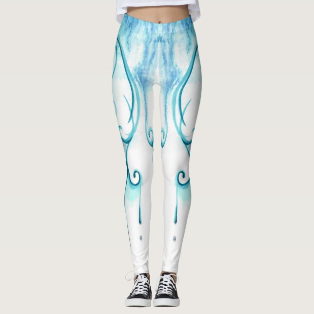 Aquarellfarben Form Sonnenblumen Künstlerische Leg Leggings (Vorderseite)