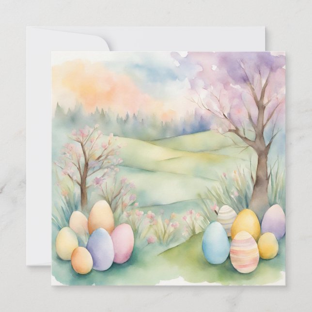 Aquarellfarben-Frühlingsszene (Vorderseite)