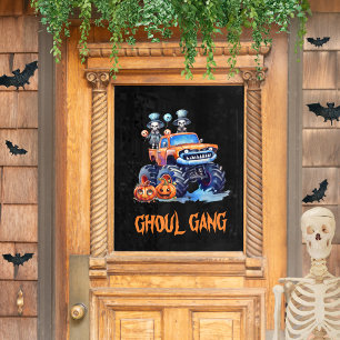 Aquarellfarben Funny Monster Truck Skelette Hallow Fensteraufkleber