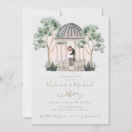 Aquarellfarben-Gazebo mit Bräu- und Bräutigu-Eukal Einladung