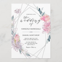 Aquarellfarben Geometrische Hochzeitseinladung