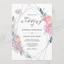 Aquarellfarben Geometrische Hochzeitseinladung Einladung