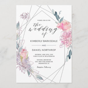 Aquarellfarben Geometrische Hochzeitseinladung Einladung