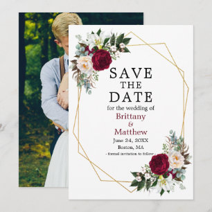 Aquarellfarben Georahmen Foto Burgundy Save The Date