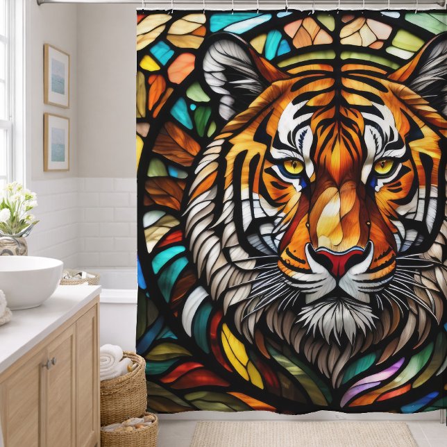 Aquarellfarben gestanzter Glass Tiger Duschvorhang (Von Creator hochgeladen)