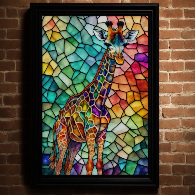 Aquarellfarben gestanztes Glas Giraffe 2:3 Poster (Von Creator hochgeladen)
