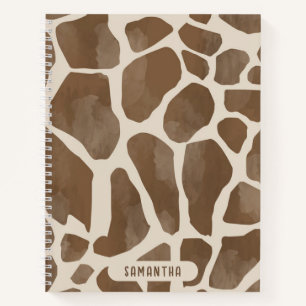 Aquarellfarben Giraffe Tierisches Muster Notizbuch