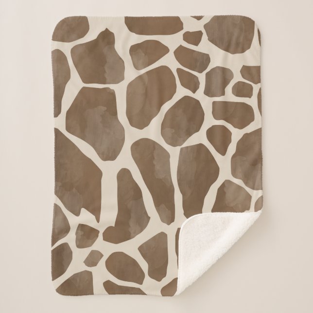 Aquarellfarben Giraffe Tierisches Muster Sherpadecke (Vorderseite)
