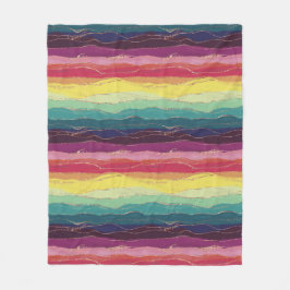 Aquarellfarben Glitzer Regenbogenstreifen Fleecedecke