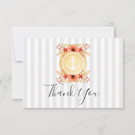 Aquarellfarben Gold Anker Danke Karte