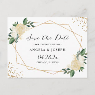 Aquarellfarben Grüne Goldblume Save the Date Ankündigungspostkarte