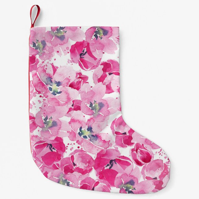 Aquarellfarben: handgezeichnet Kartendesign Kleiner Weihnachtsstrumpf (Vorderseite)