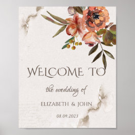 Aquarellfarben Herbst-Blume Save the Date Poster