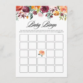 Aquarellfarben Herbst Blüte Baby Bingo Duschspiel Begleitkarte