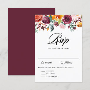 Aquarellfarben Herbst Blüten Garland Hochzeit im H RSVP Karte