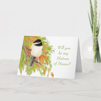 Aquarellfarben Herbst Chickadee Matron of Honour Einladung