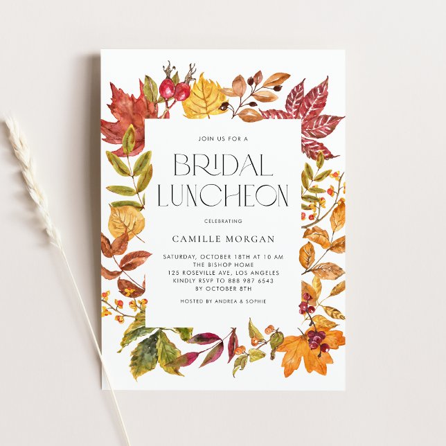 Aquarellfarben Herbst Rahmen Bridal Mittagessen Einladung (Von Creator hochgeladen)