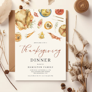 Aquarellfarben Herbst Türkei Erntedank Abendessen Einladung