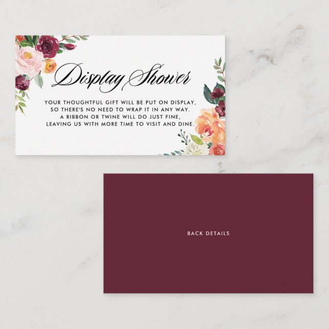 Aquarellfarben Herbstblüten Blütendusche Begleitkarte (Vorne/Hinten)