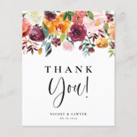 Aquarellfarben Herbstblüten floral Danke Karte