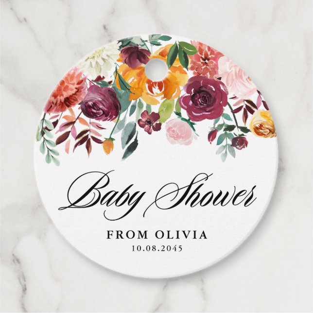 Aquarellfarben Herbstblüten Garland Fall Kinderdus Geschenkanhänger (Vorderseite)