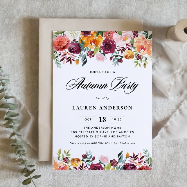 Aquarellfarben Herbstblüten Garland Herbstwoche Pa Einladung (Von Creator hochgeladen)
