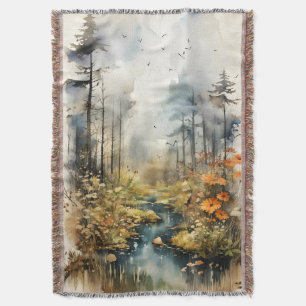 Aquarellfarben Herbstlandschaft Decke